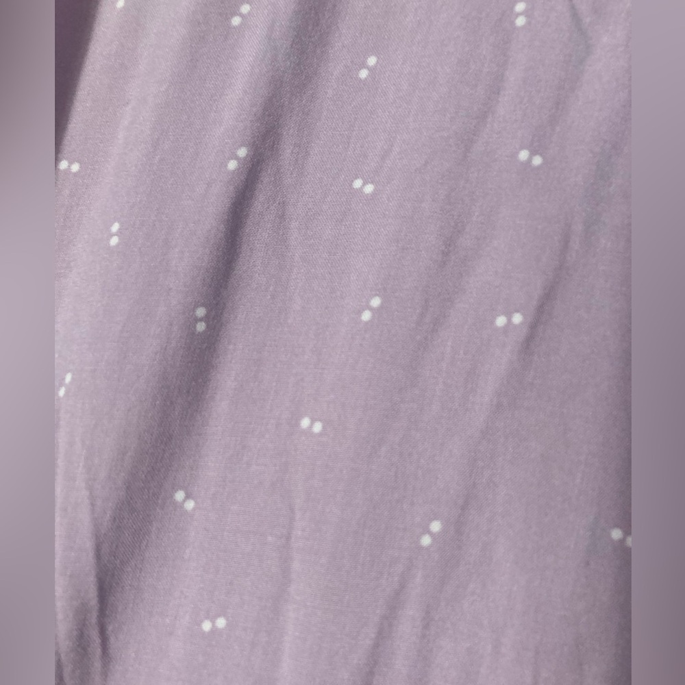 NWT JACHS Girlfriend Button Up short sleeve Top Purple w/Dots LARGE - Picture 5 of 7